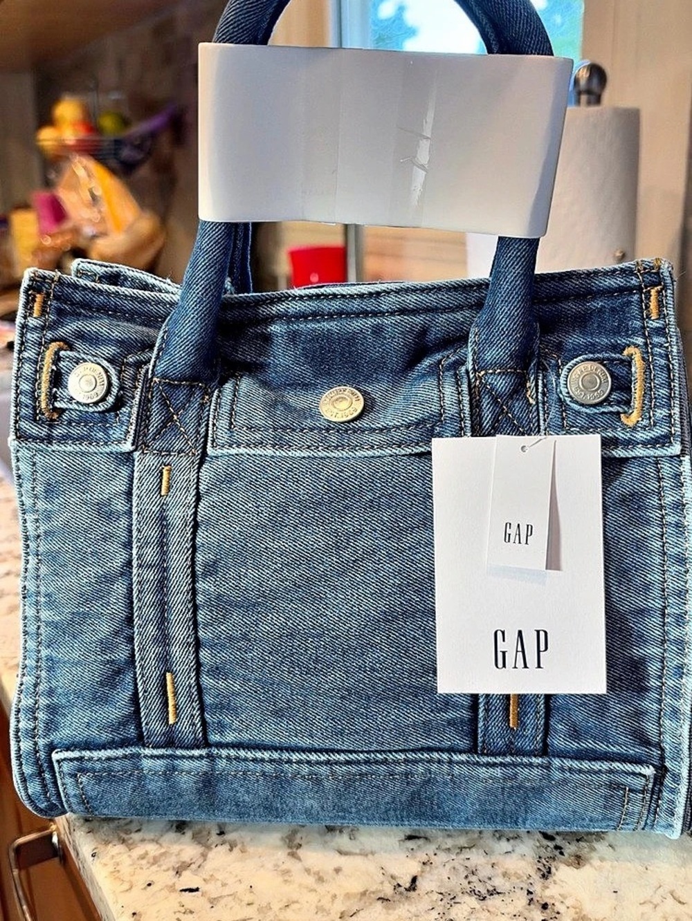 GAP Small Denim Five Pocket Tote Blue